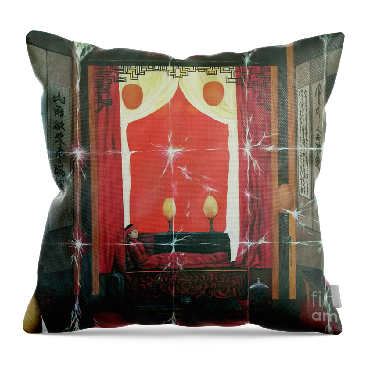 Goolge Images Throw Pillow featuring the painting The Unfolded Fading by Fei A