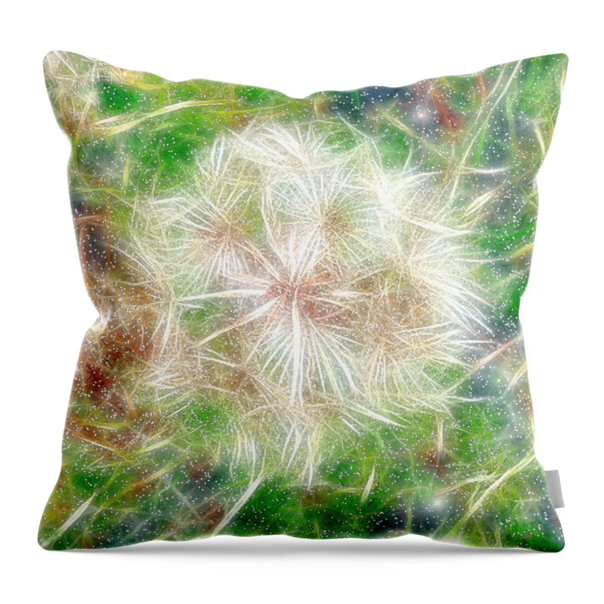 Dandelion Throw Pillow featuring the painting Faerie Fluff by RC DeWinter