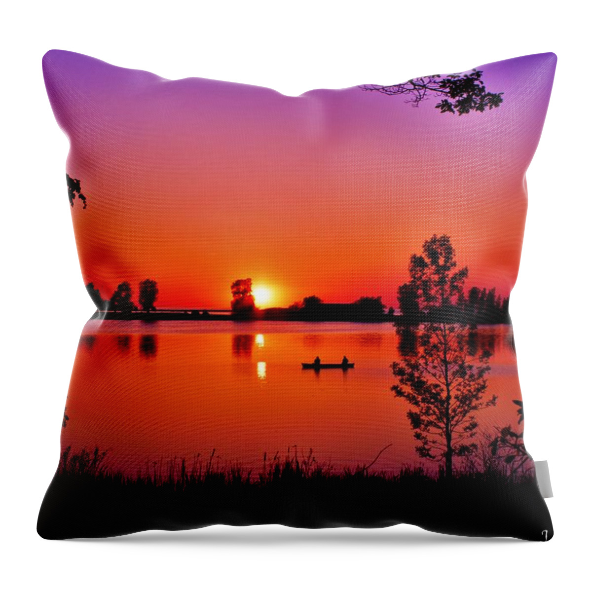 Fair Haven Beach State Park New York Sunset Throw Pillow featuring the photograph Fair Haven Sunset by Justyn Ripley
