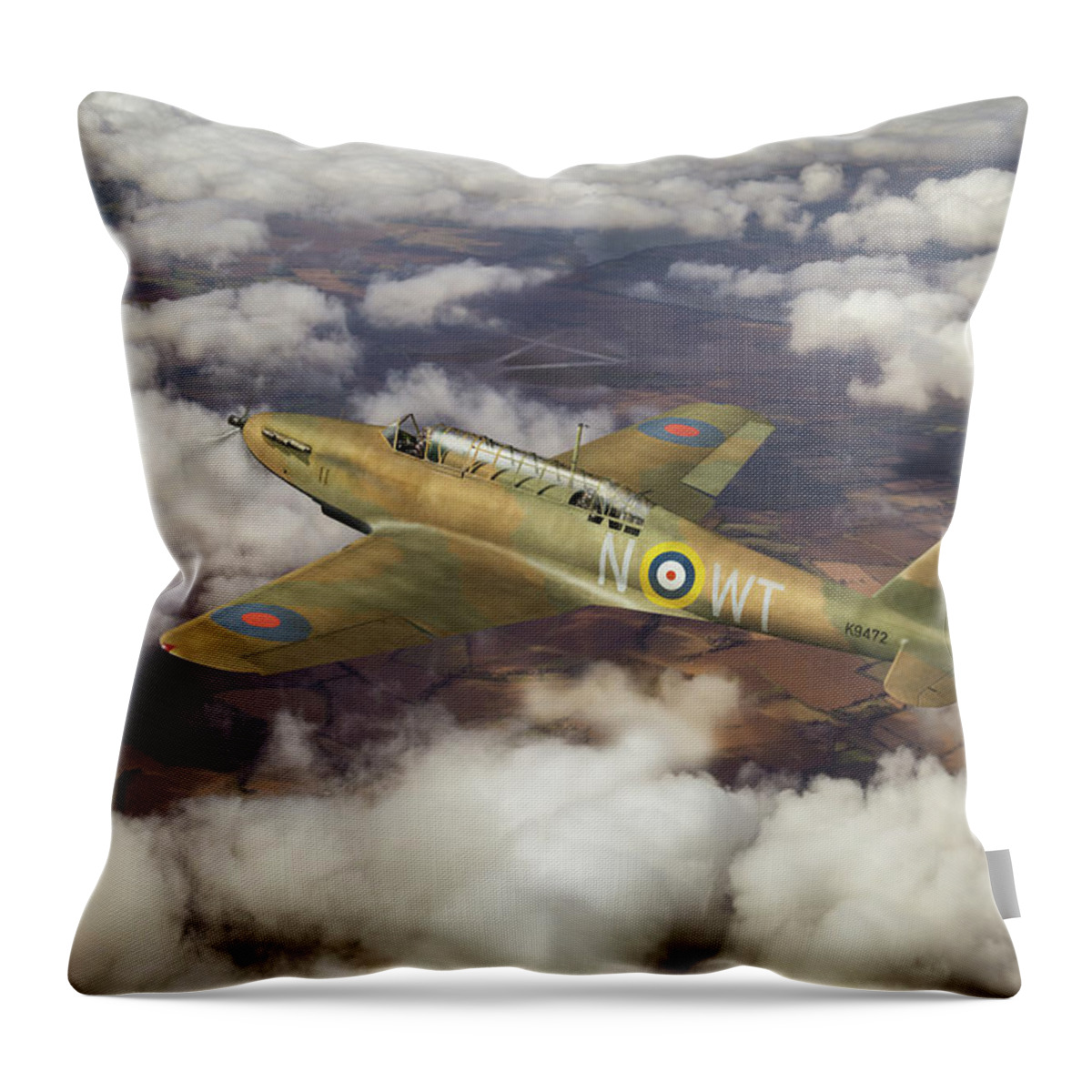 35 Squadron Throw Pillow featuring the photograph Fairey Battle in flight by Gary Eason