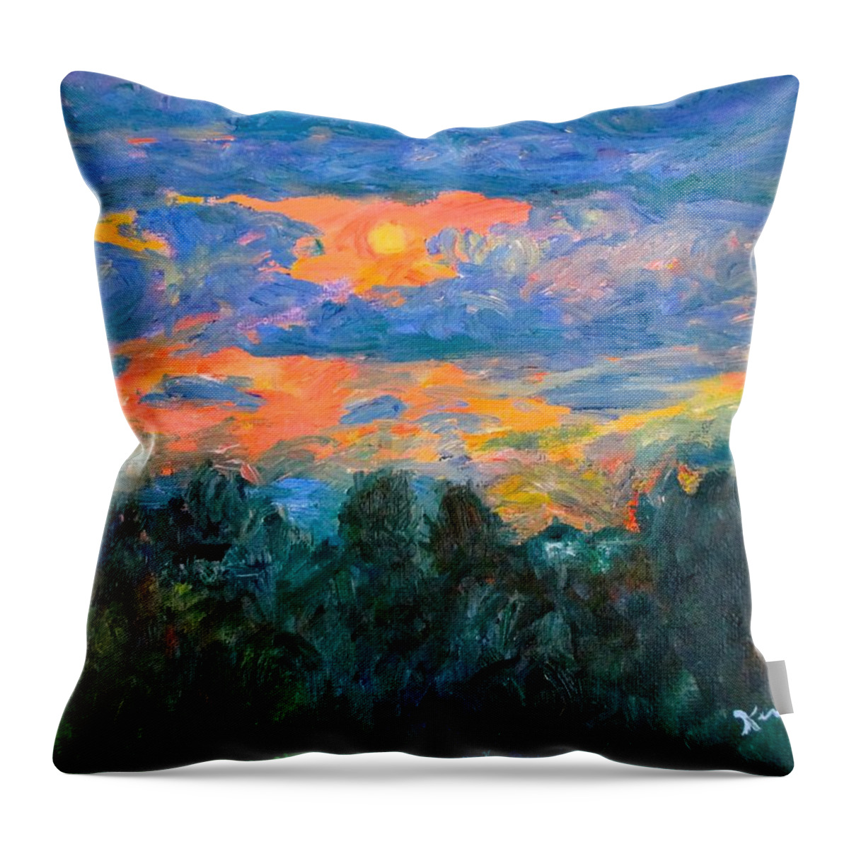 Kendall Kessler Throw Pillow featuring the painting Fairlawn Eve Stage Two by Kendall Kessler