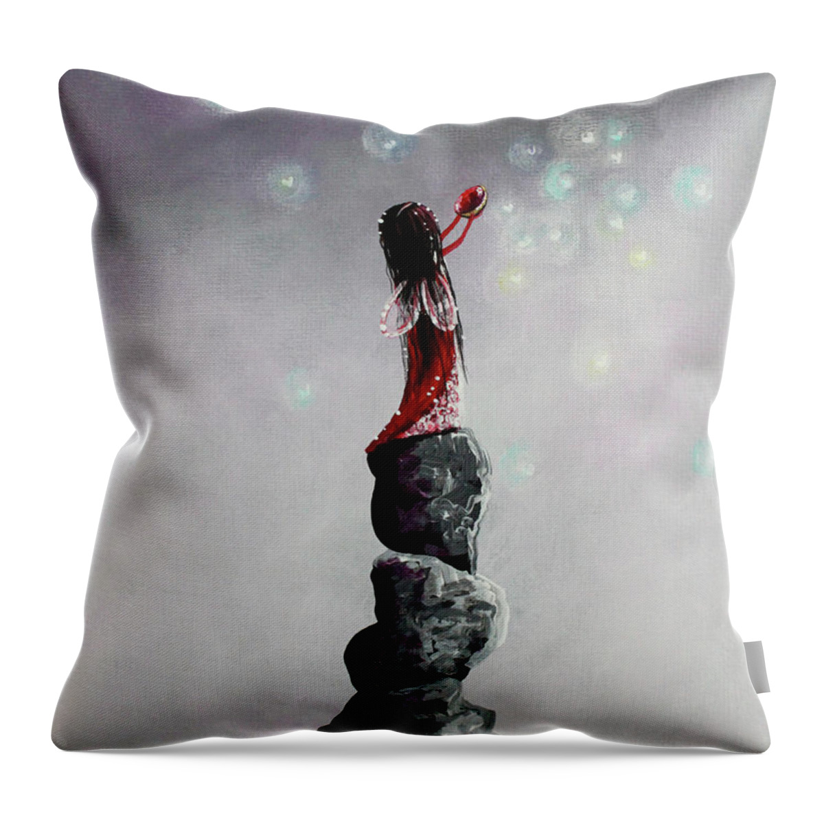 Fairy Throw Pillow featuring the painting Fairy Art Prints by Erback by Moonlight Art Parlour