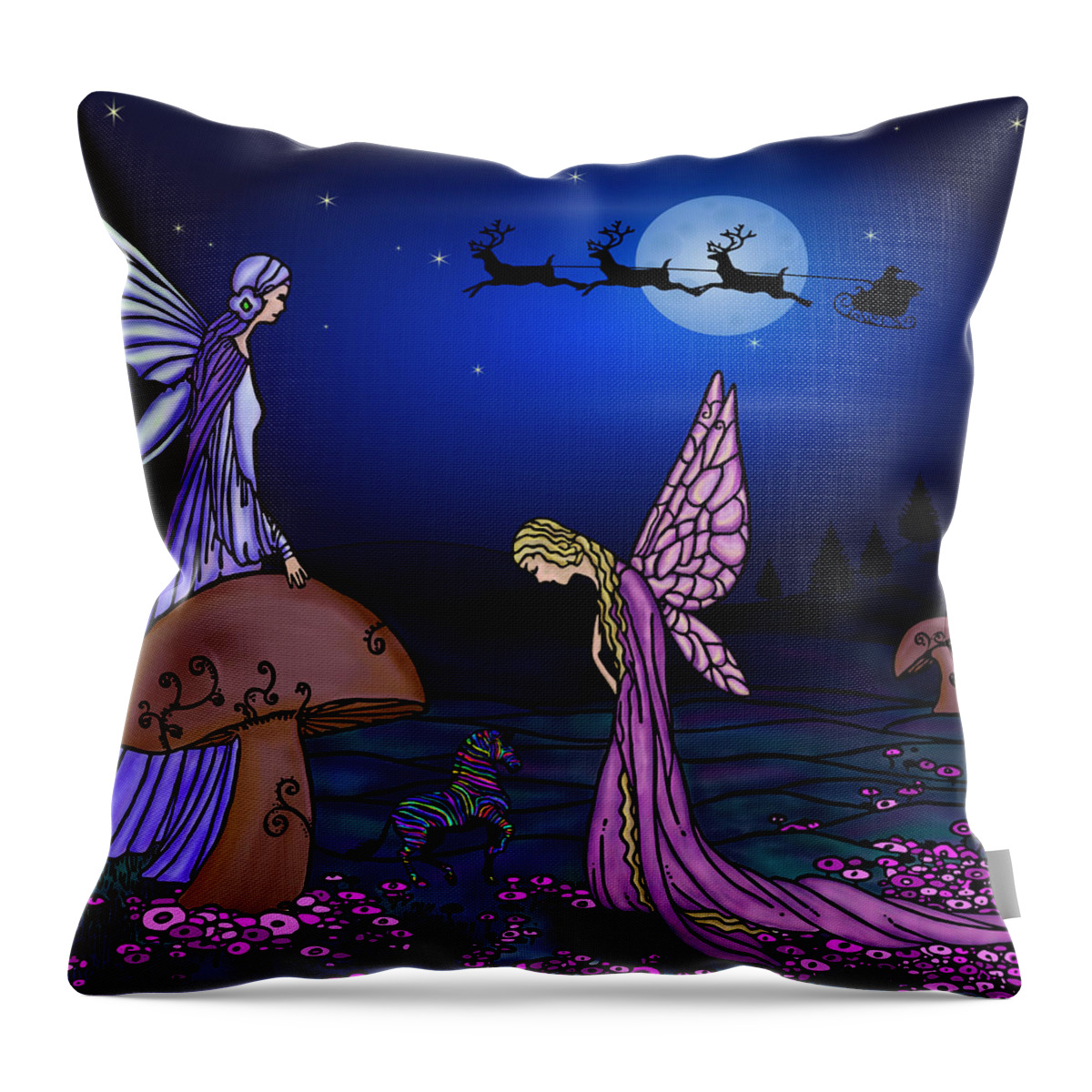 Fairy Christmas Throw Pillow featuring the digital art Fairy Christmas by Barbara St Jean