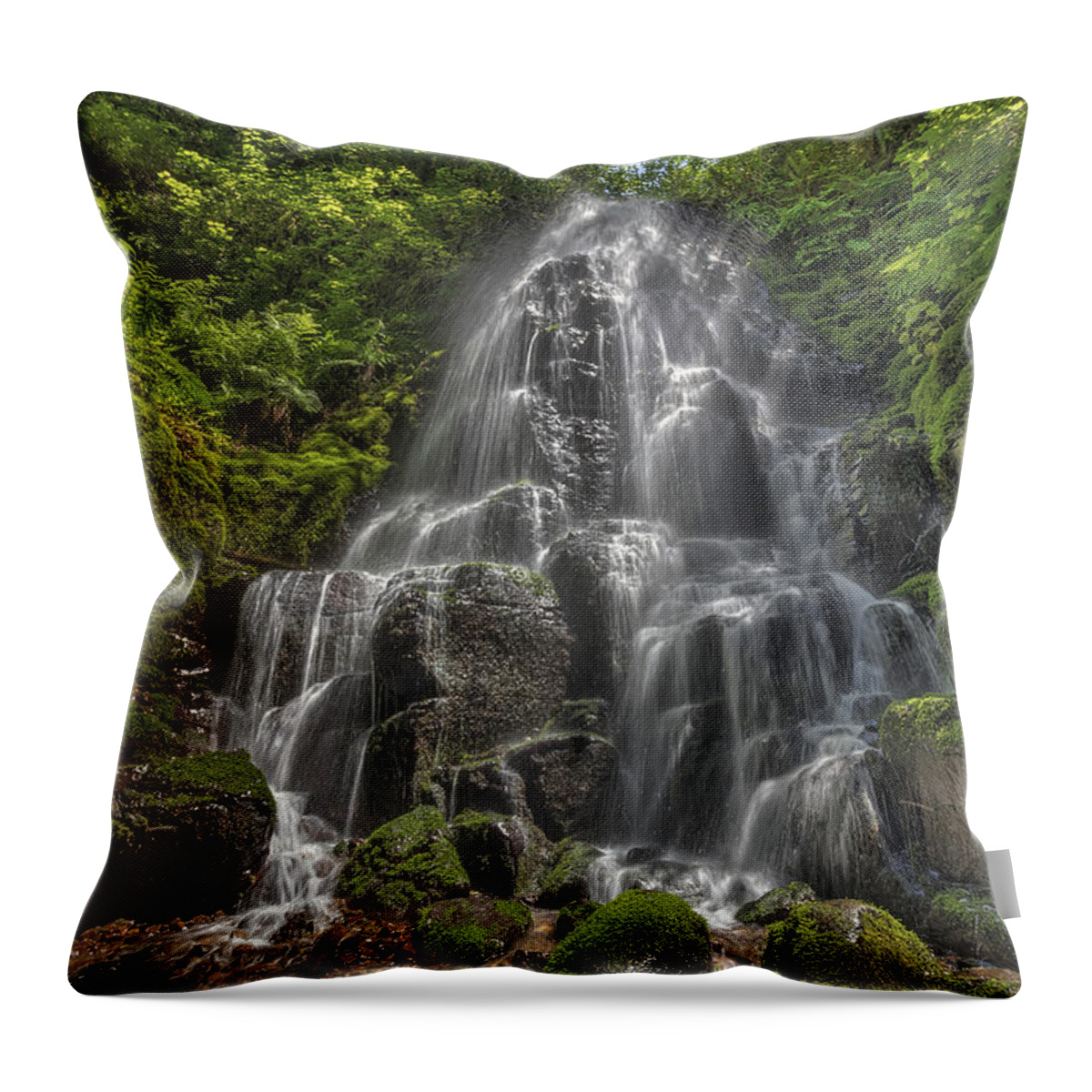Fairy Falls Throw Pillow featuring the photograph Fairy Falls on a Sunny Day by David Gn