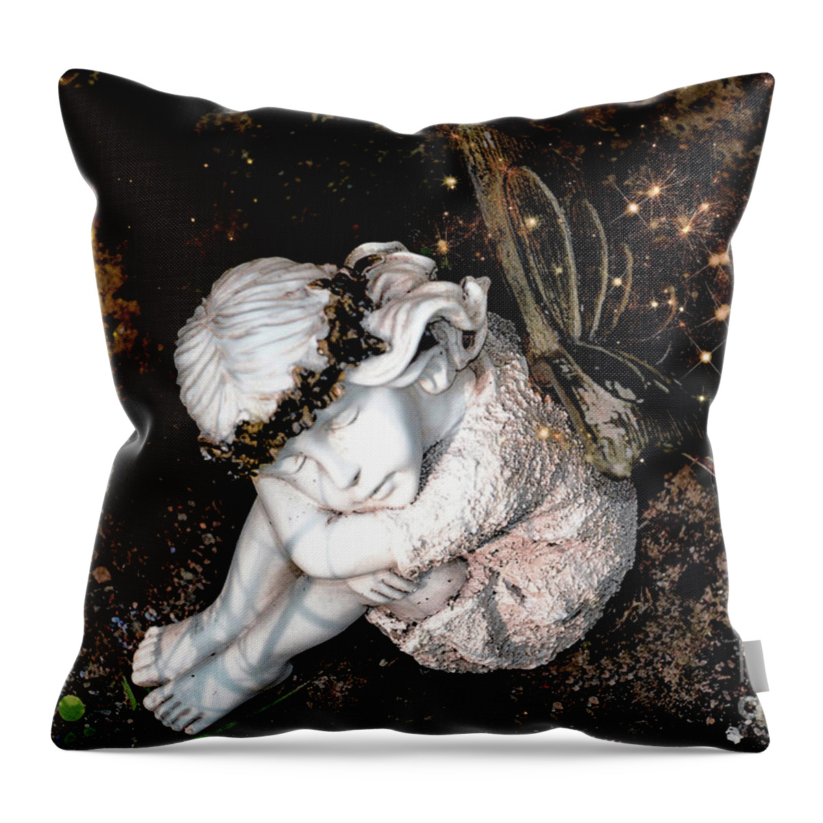 Fairy Throw Pillow featuring the photograph Fairy in Thought by Elaine Manley