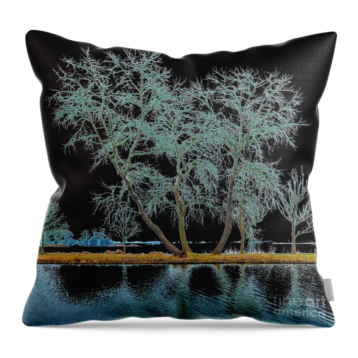 Elfhoevenplas Throw Pillow featuring the digital art Fairy tree-1 by Casper Cammeraat