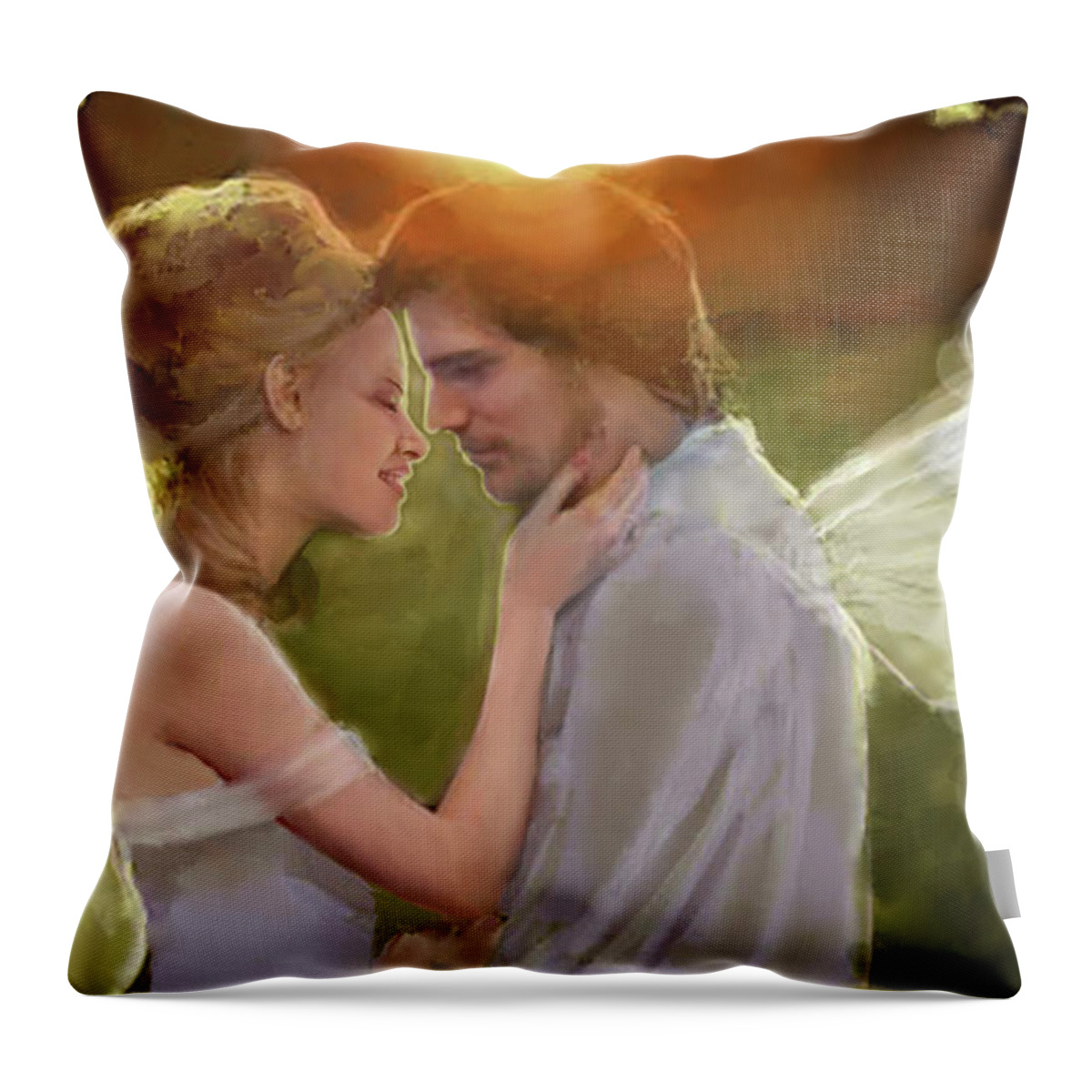 Fairy Throw Pillow featuring the painting FairyKist by Jennifer Hickey