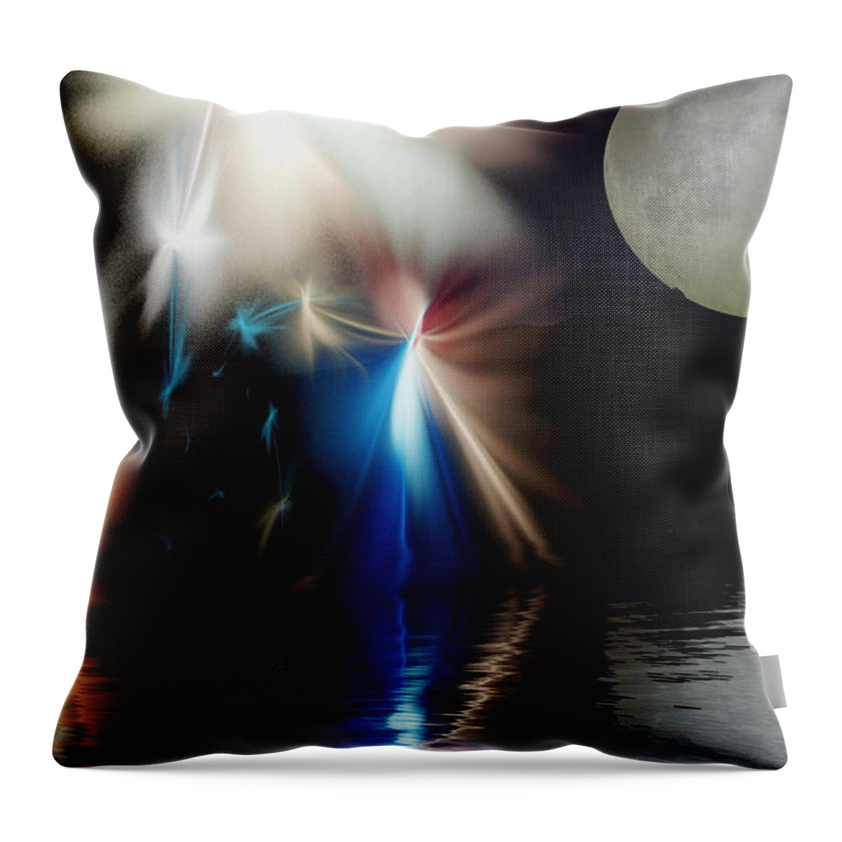 Digital Painting Throw Pillow featuring the digital art Fairy's Moonlight Ball by David Lane