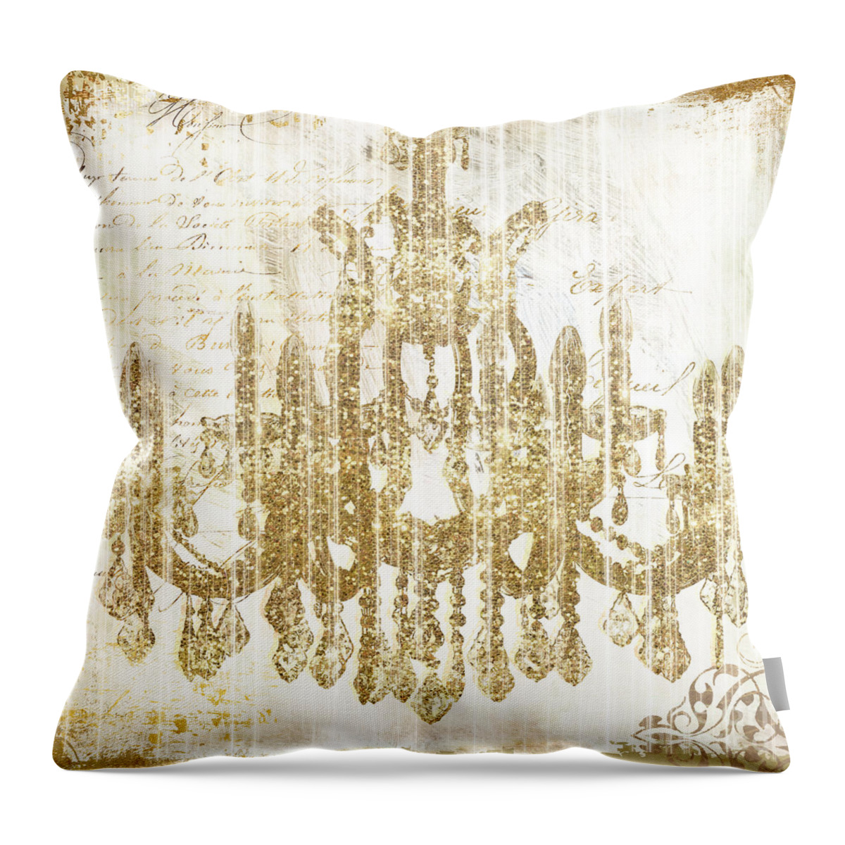 Chandelier Throw Pillow featuring the painting Fairytale Ballroom by Mindy Sommers