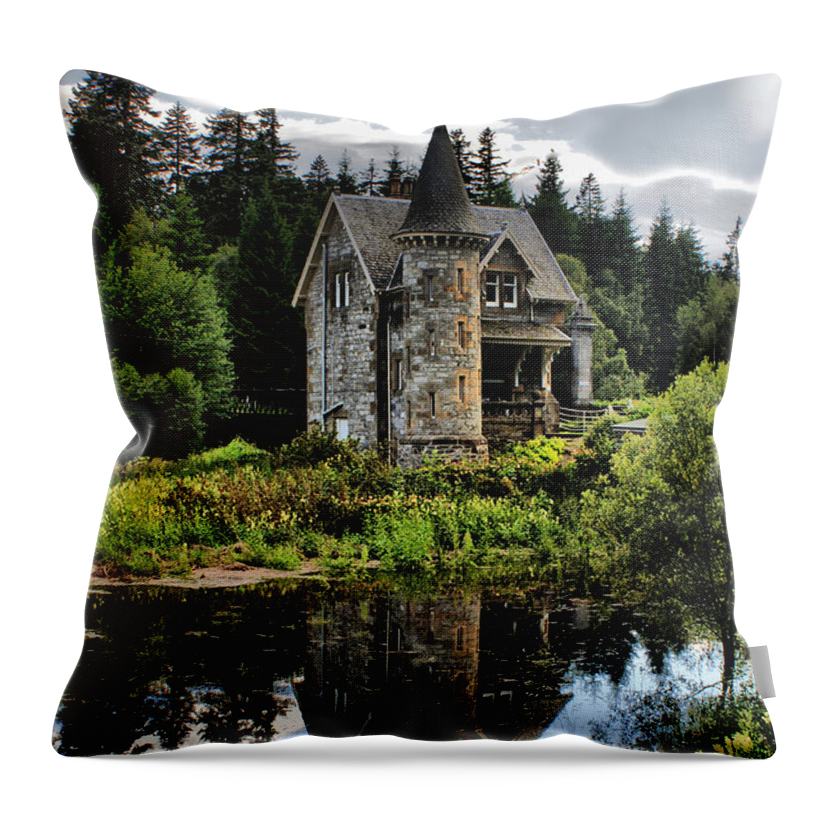 Castle Throw Pillow featuring the photograph Fairytale Castle Gatelodge by Sandra Cockayne ADPS