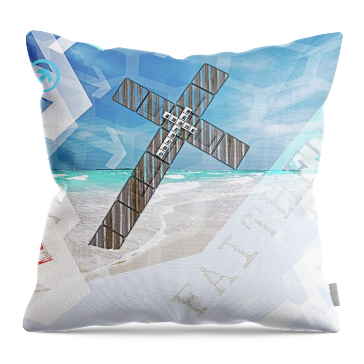 Jesus Throw Pillow featuring the digital art Faithfully by Payet Emmanuel