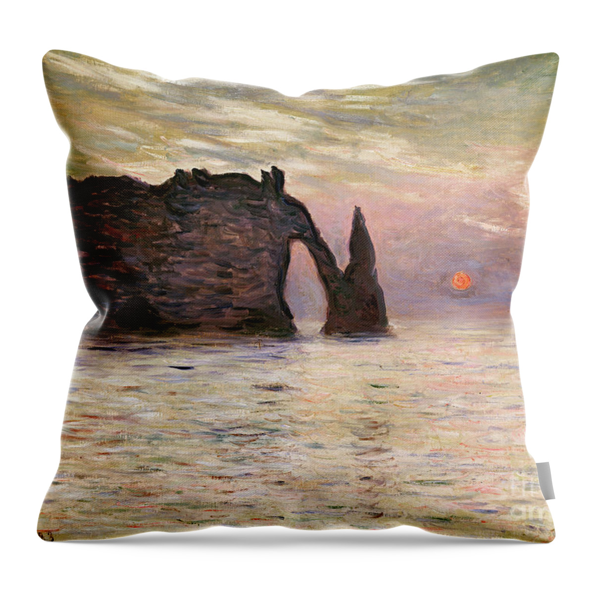 Falaise Throw Pillow featuring the painting Falaise dEtretat by Claude Monet