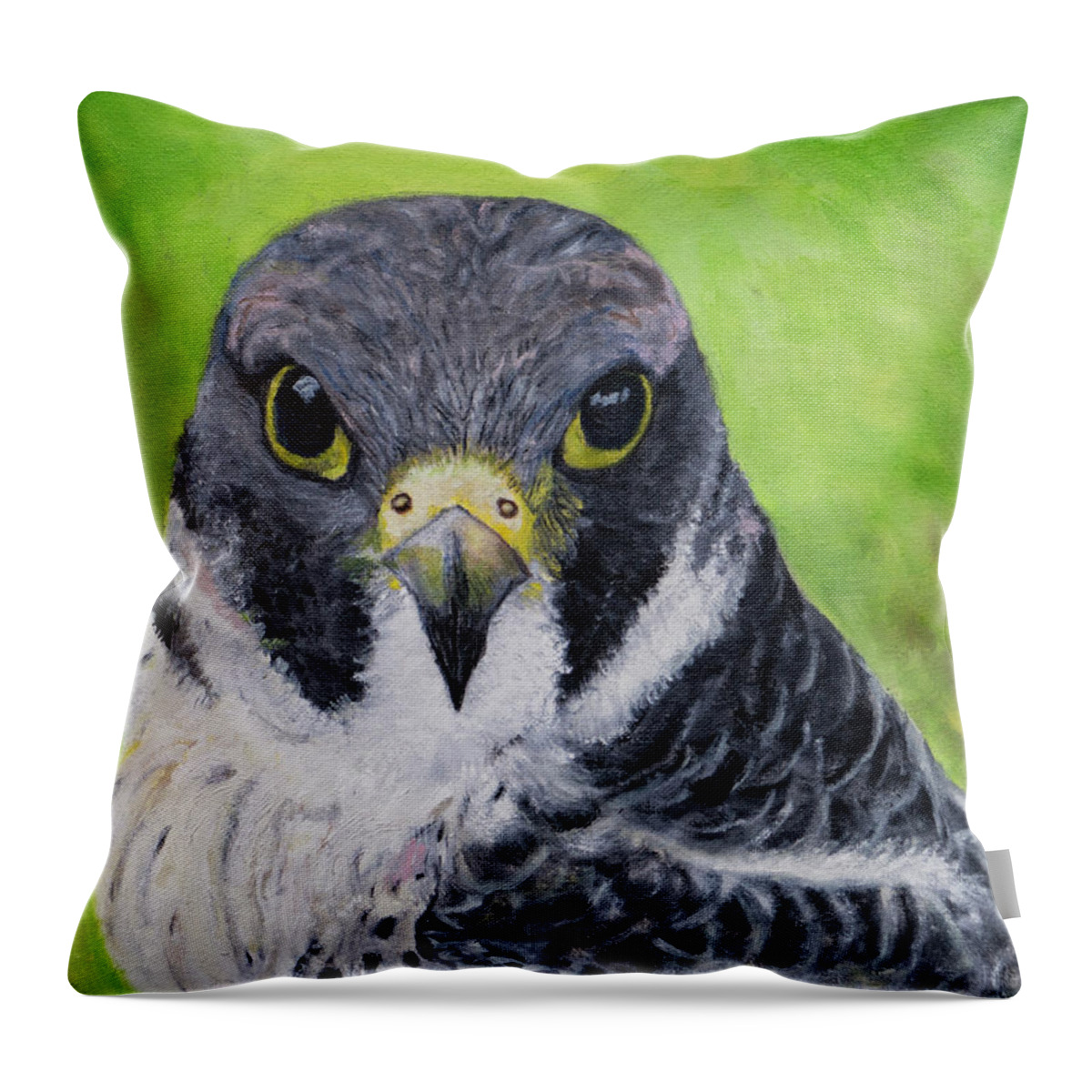 Bird Of Prey Throw Pillow featuring the painting Falcon by Kathy Knopp