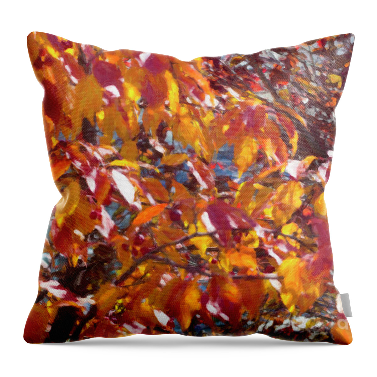 Fall Branches Throw Pillow featuring the digital art Fall Branches Paint by Donna L Munro