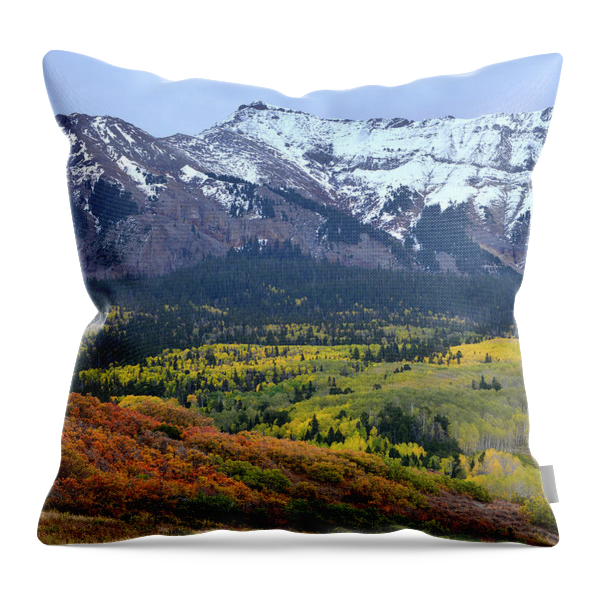 Colorado Throw Pillow featuring the photograph Fall Color Comes to Hillsides along Last Dollar Road by Ray Mathis