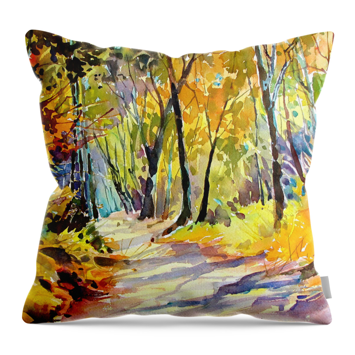 Landscape Throw Pillow featuring the painting Fall Dazzle, Tennessee by Rae Andrews