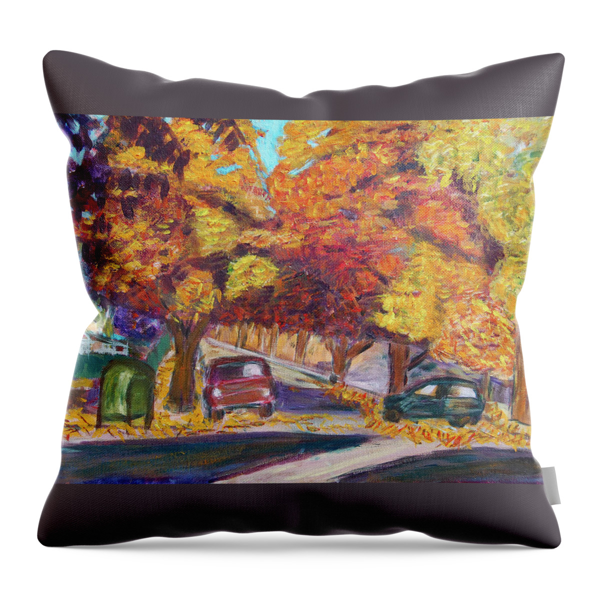 Santa Clara Throw Pillow featuring the painting Fall in Santa Clara by Carolyn Donnell