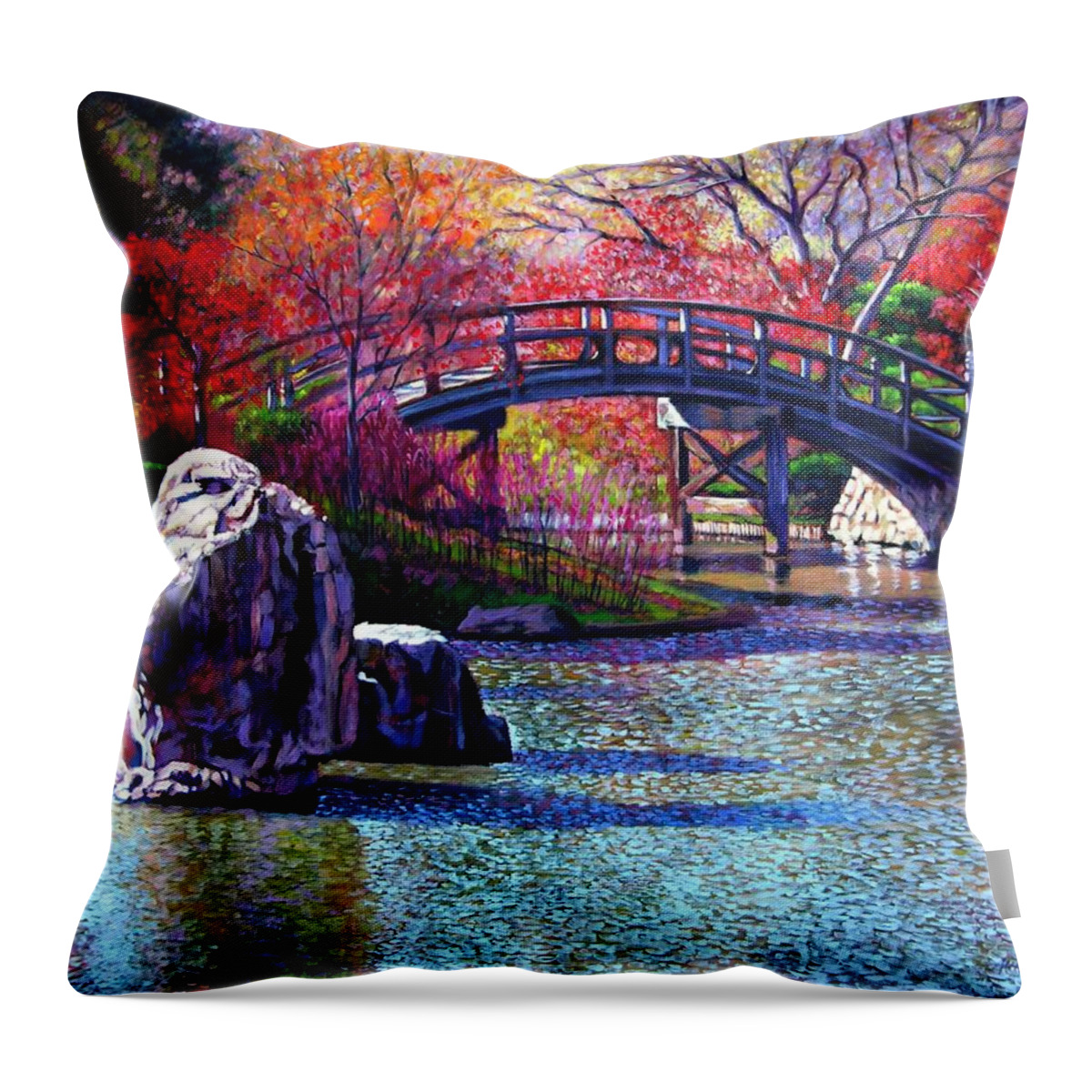 Garden Throw Pillow featuring the painting Fall In The Garden by John Lautermilch