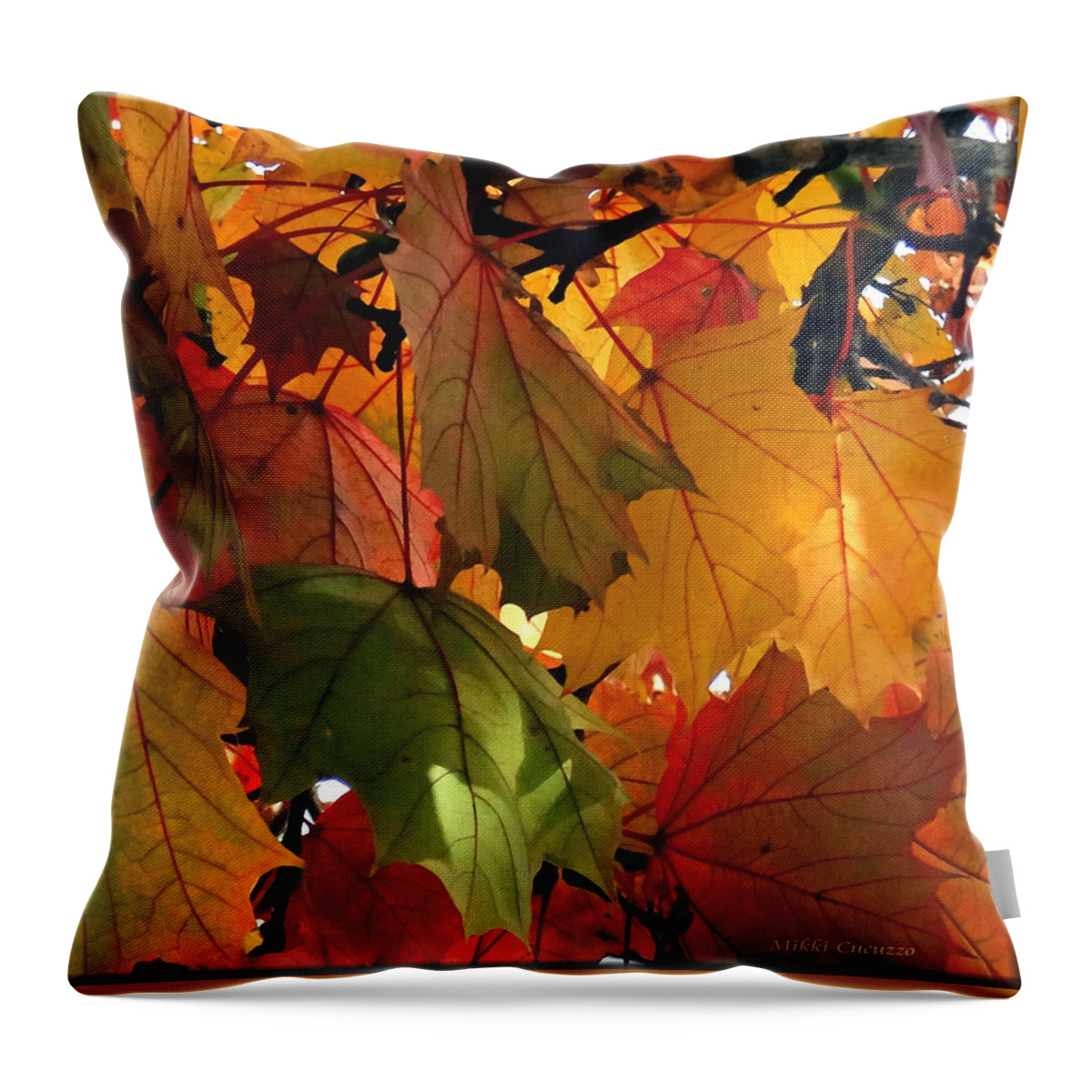 Tree Throw Pillow featuring the photograph Fall Leaves by Mikki Cucuzzo