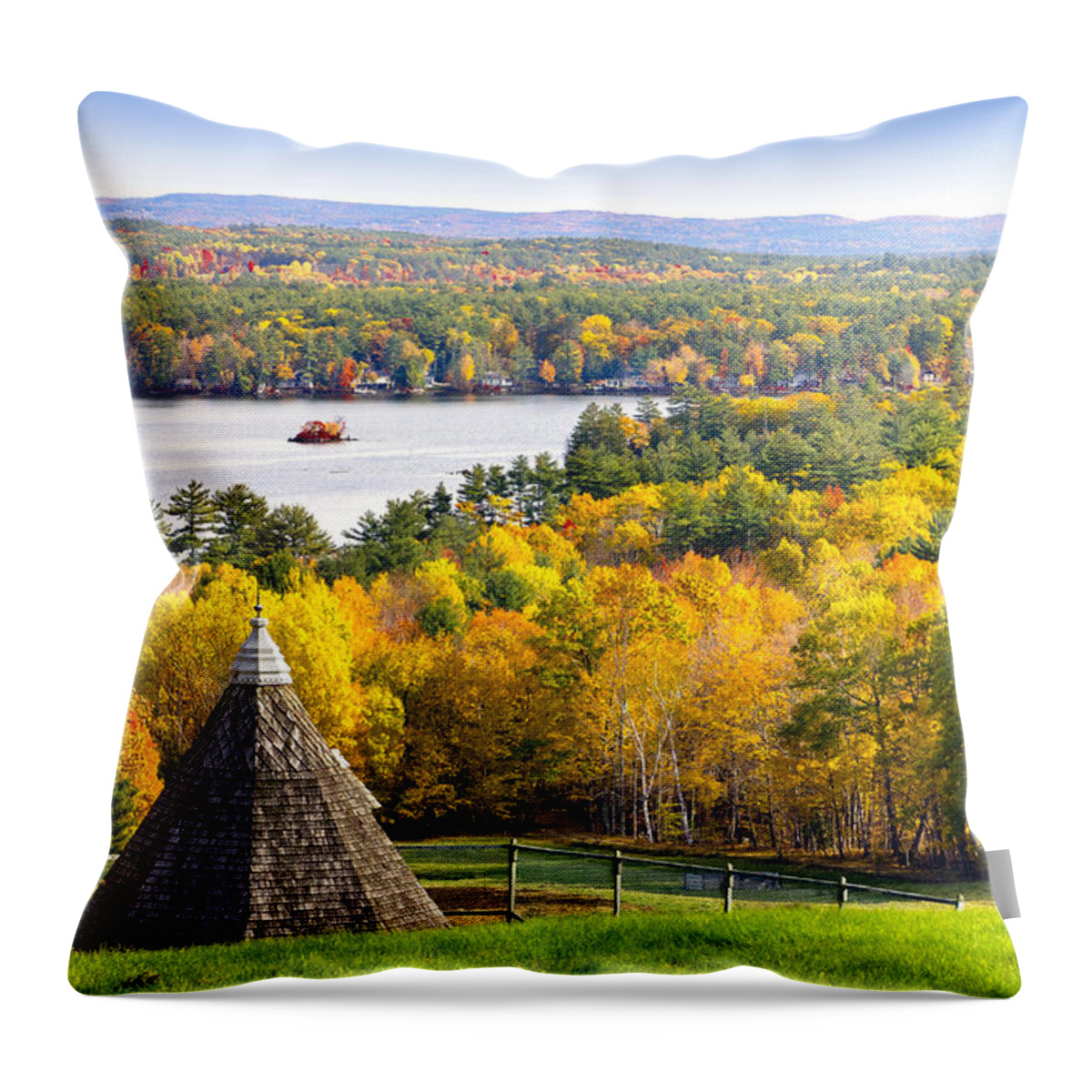 Autumn Throw Pillow featuring the photograph Fall on Lake Winnipesaukee at Center Harbor by Betty Denise