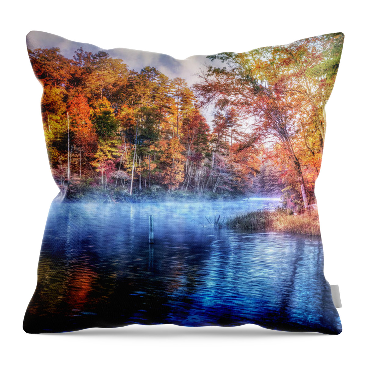 Appalachia Throw Pillow featuring the photograph Fall on the Lake by Debra and Dave Vanderlaan
