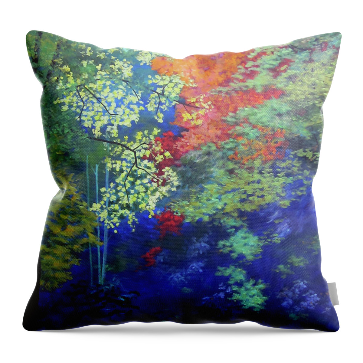 Woods Throw Pillow featuring the painting Fall Road Acrylic by Anne Marie Brown