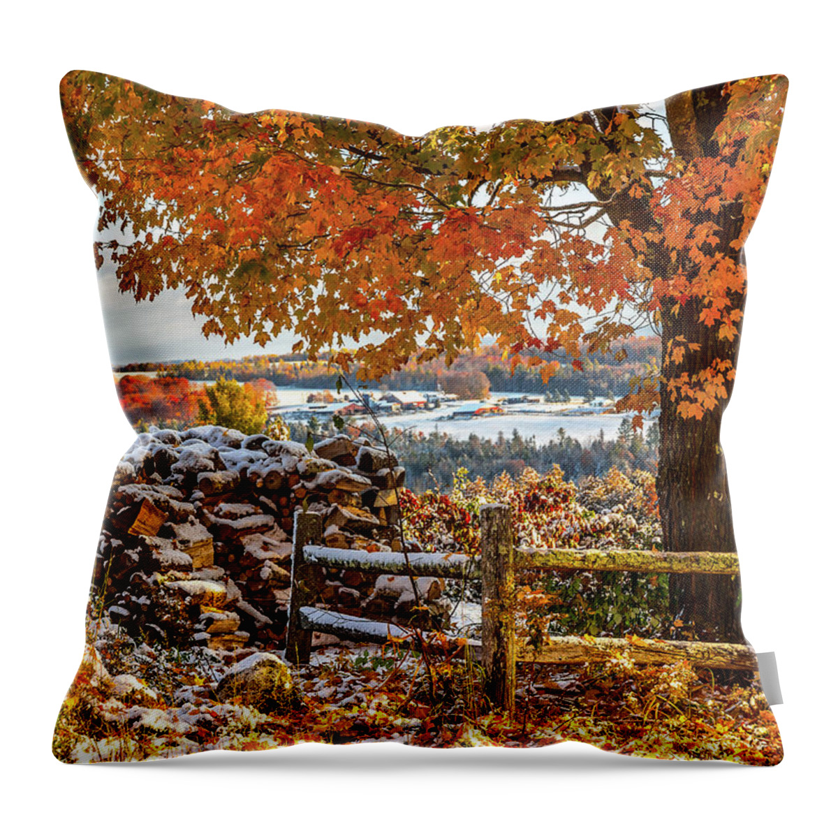 Vermont Throw Pillow featuring the photograph Classic Vermont Fall Scene by Tim Kirchoff
