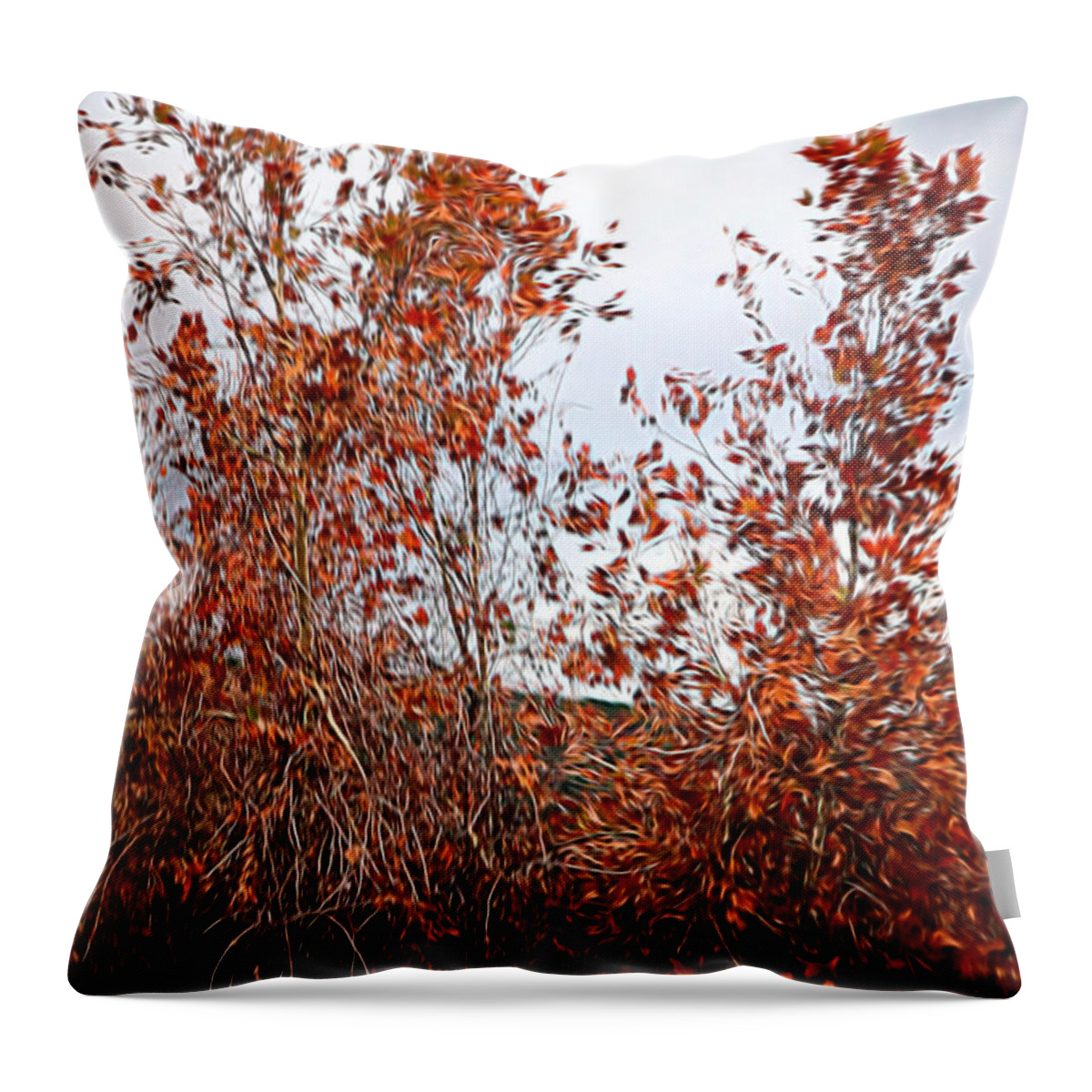 Nature Throw Pillow featuring the photograph Fall Stylozed Red Leaves by Linda Phelps