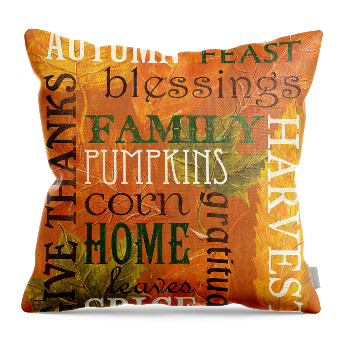 Fall Throw Pillow featuring the painting Fall Typography 1 by Debbie DeWitt