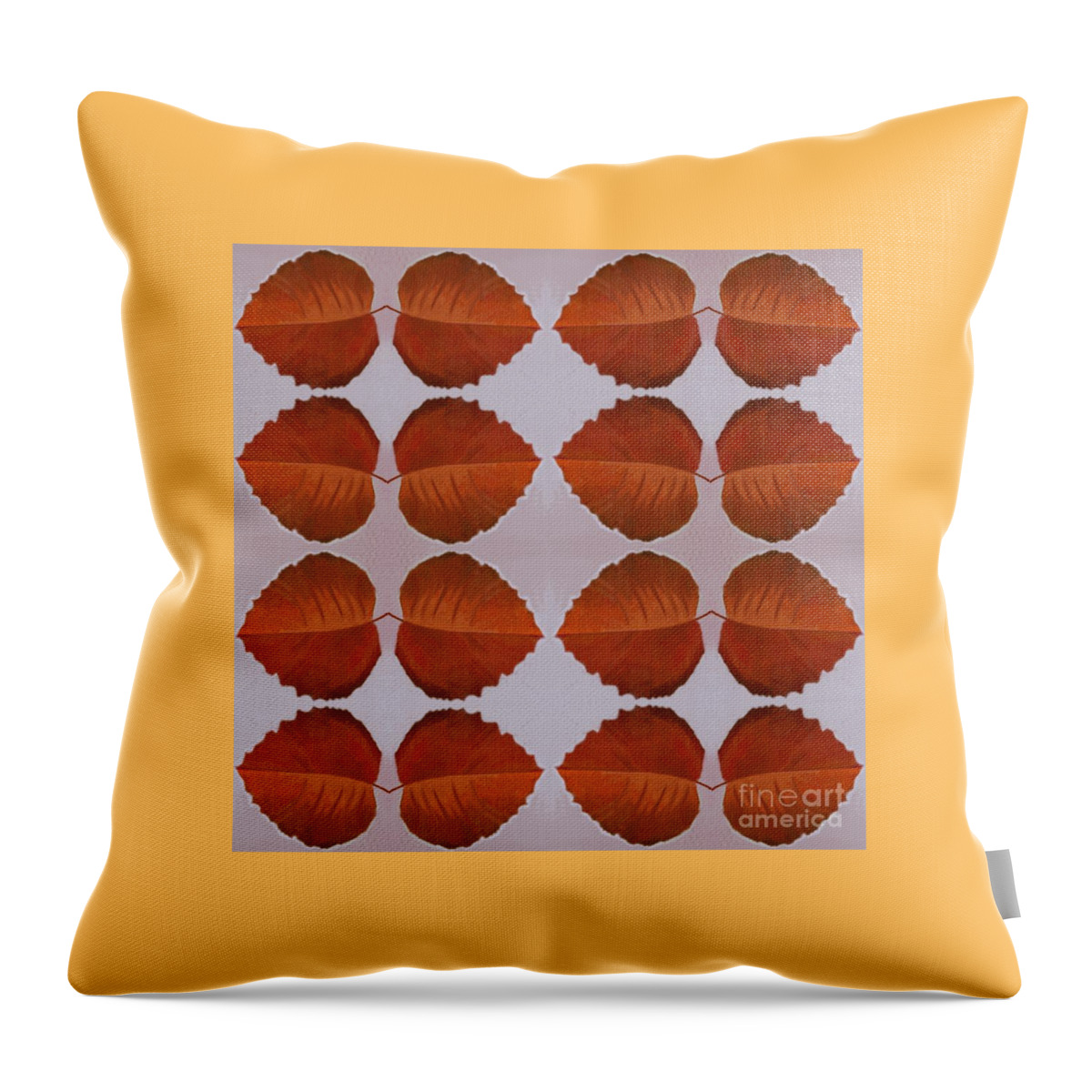 Red Leaves Throw Pillow featuring the digital art Fallen Leaves Arrangement by Helena Tiainen