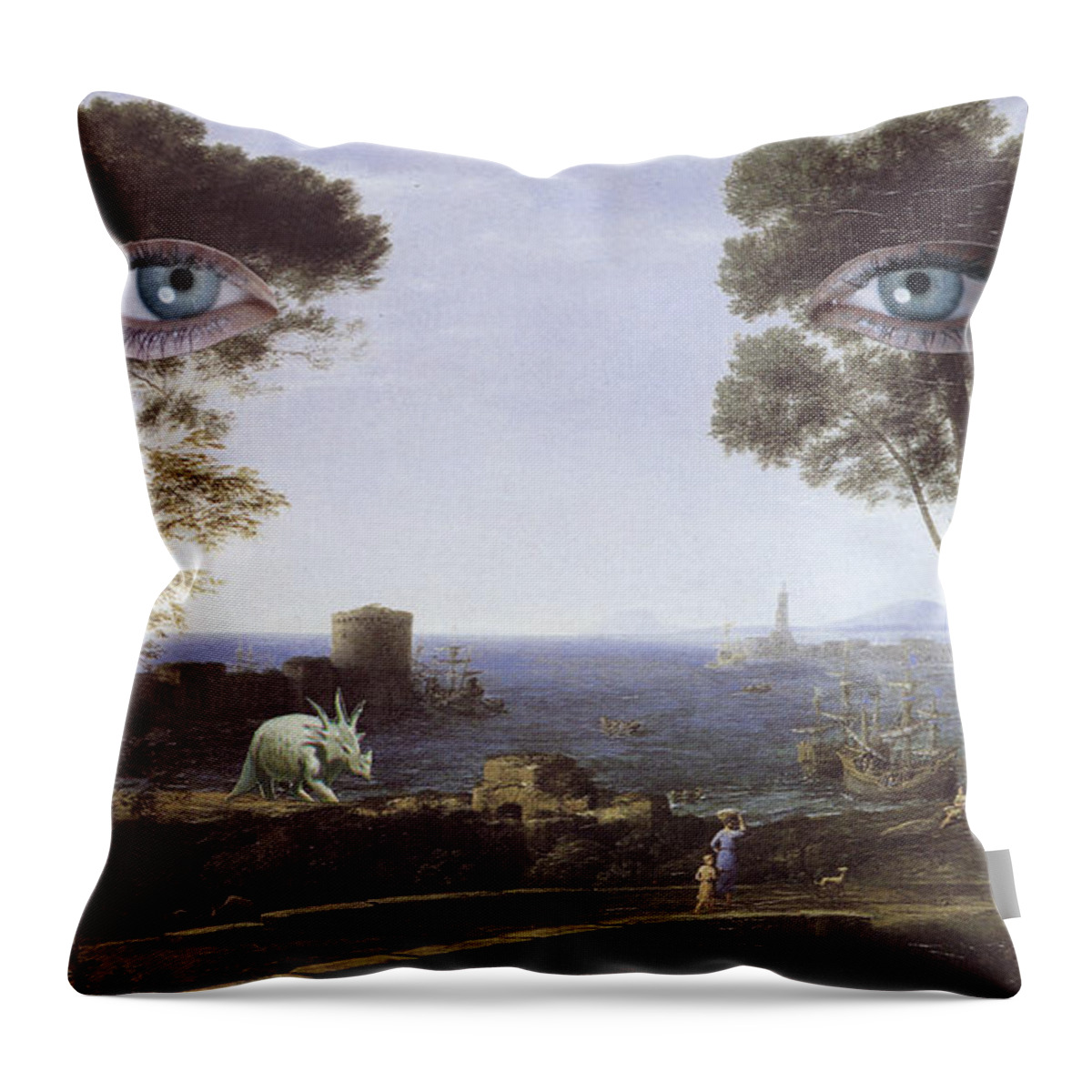 Collage Throw Pillow featuring the mixed media Falling by Joseph Demaree