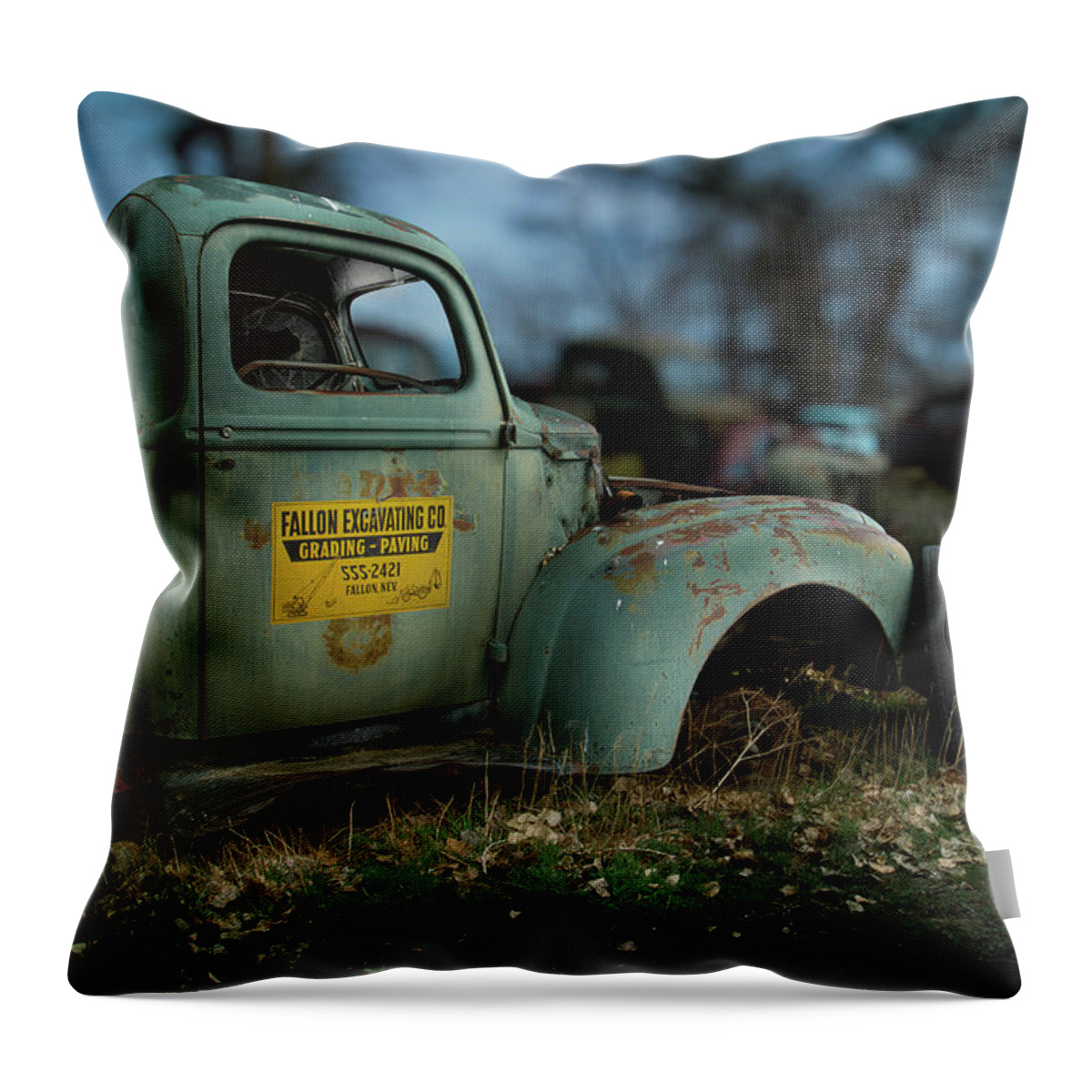 Antique Throw Pillow featuring the photograph Fallon Excavating Co. by YoPedro