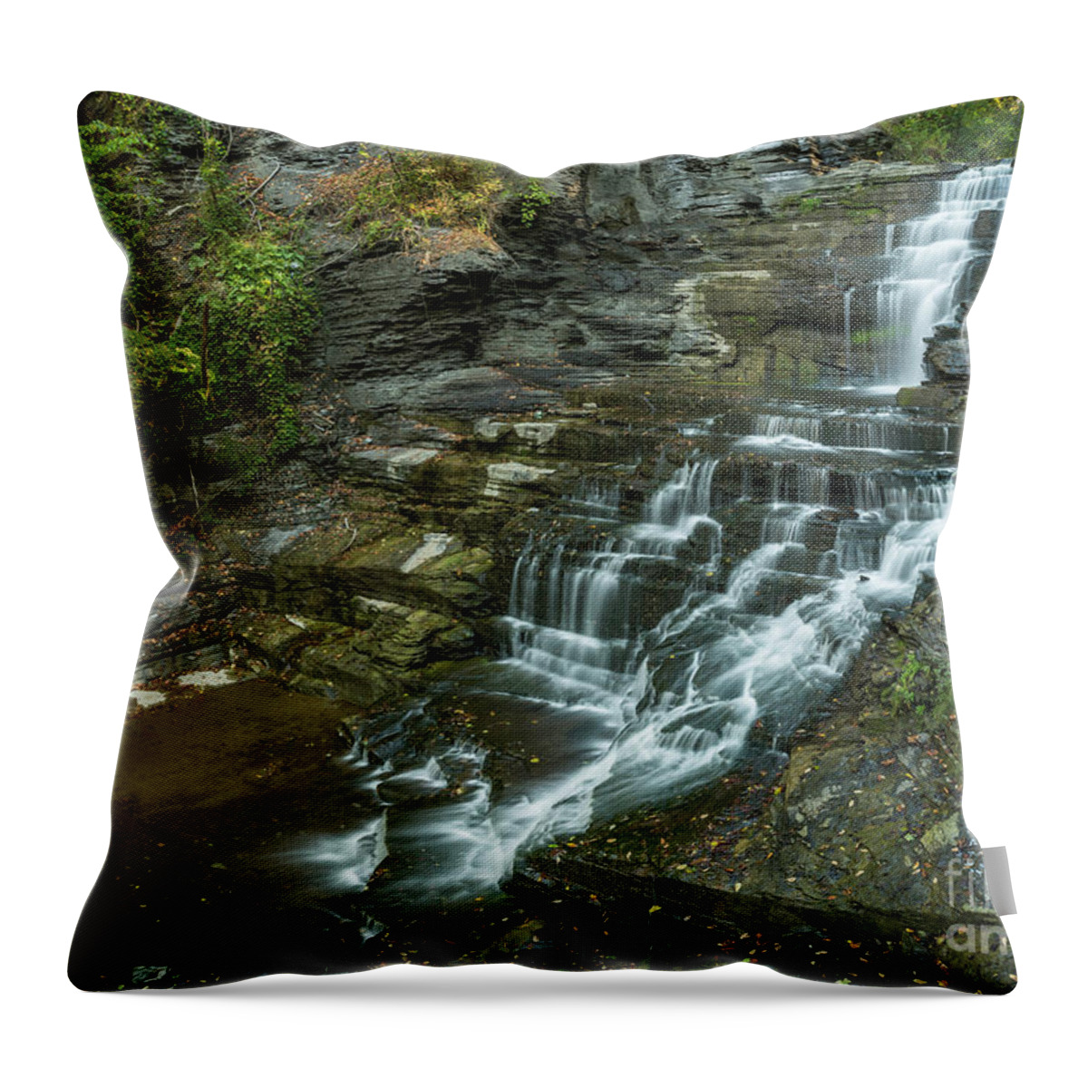 New York Throw Pillow featuring the photograph Falls Creek Gorge Trail by Karen Jorstad