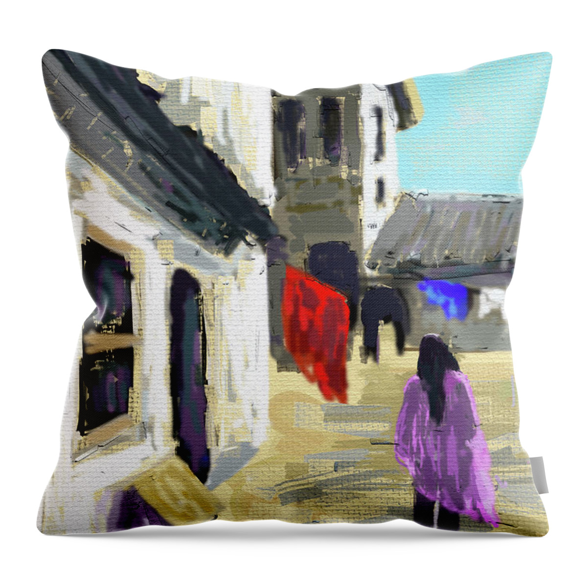 Familiar Yet Unknown Throw Pillow featuring the digital art Familiar yet unknown by Uma Krishnamoorthy