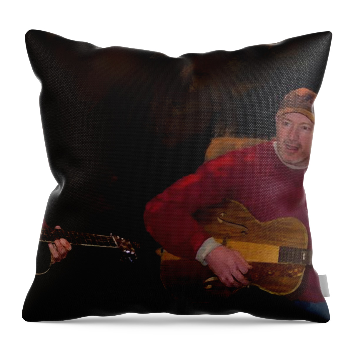 Casual Throw Pillow featuring the digital art Family guitar get together by Debra Baldwin