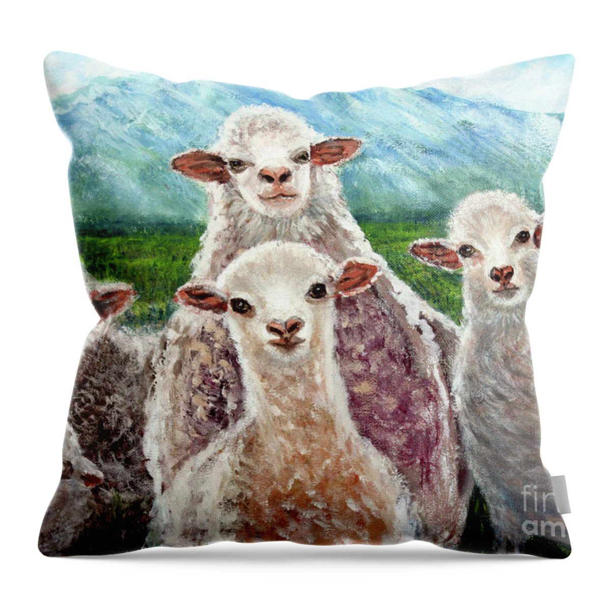 Animals Throw Pillow featuring the painting Family Portrait by Lyric Lucas