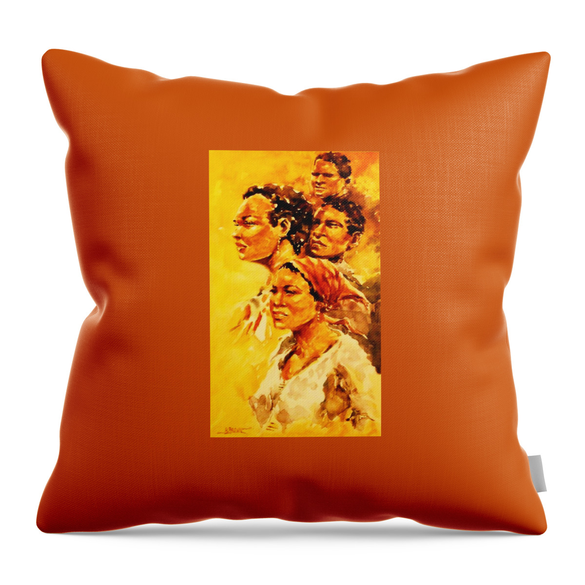 Heads Throw Pillow featuring the painting Family Ties by Al Brown
