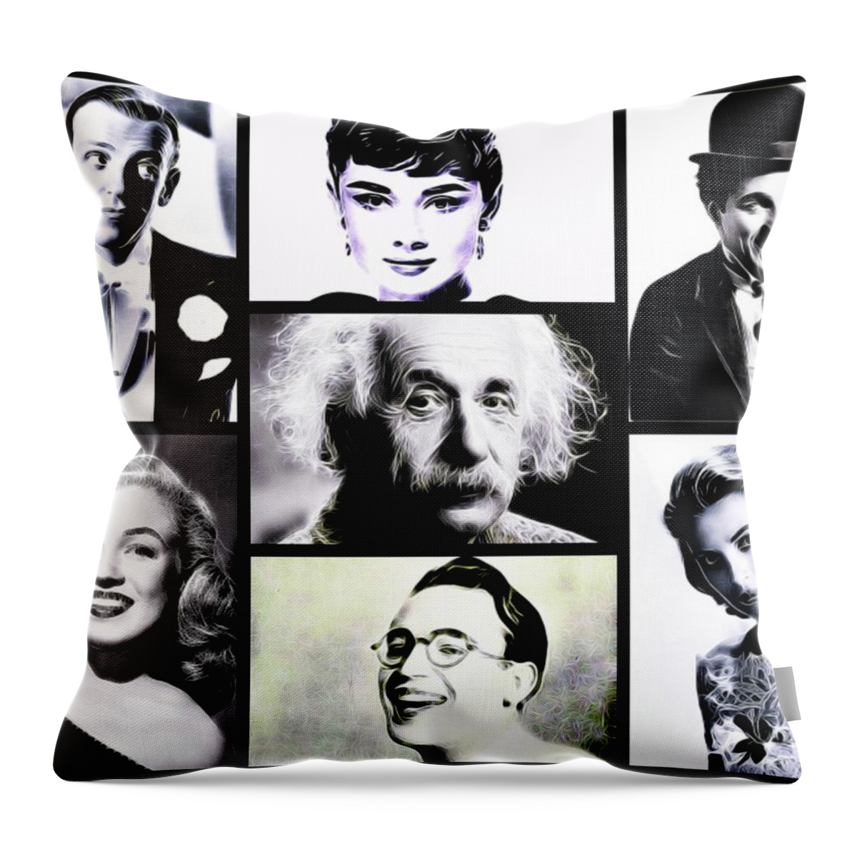 Fred Throw Pillow featuring the digital art Famous Faces by Esoterica Art Agency