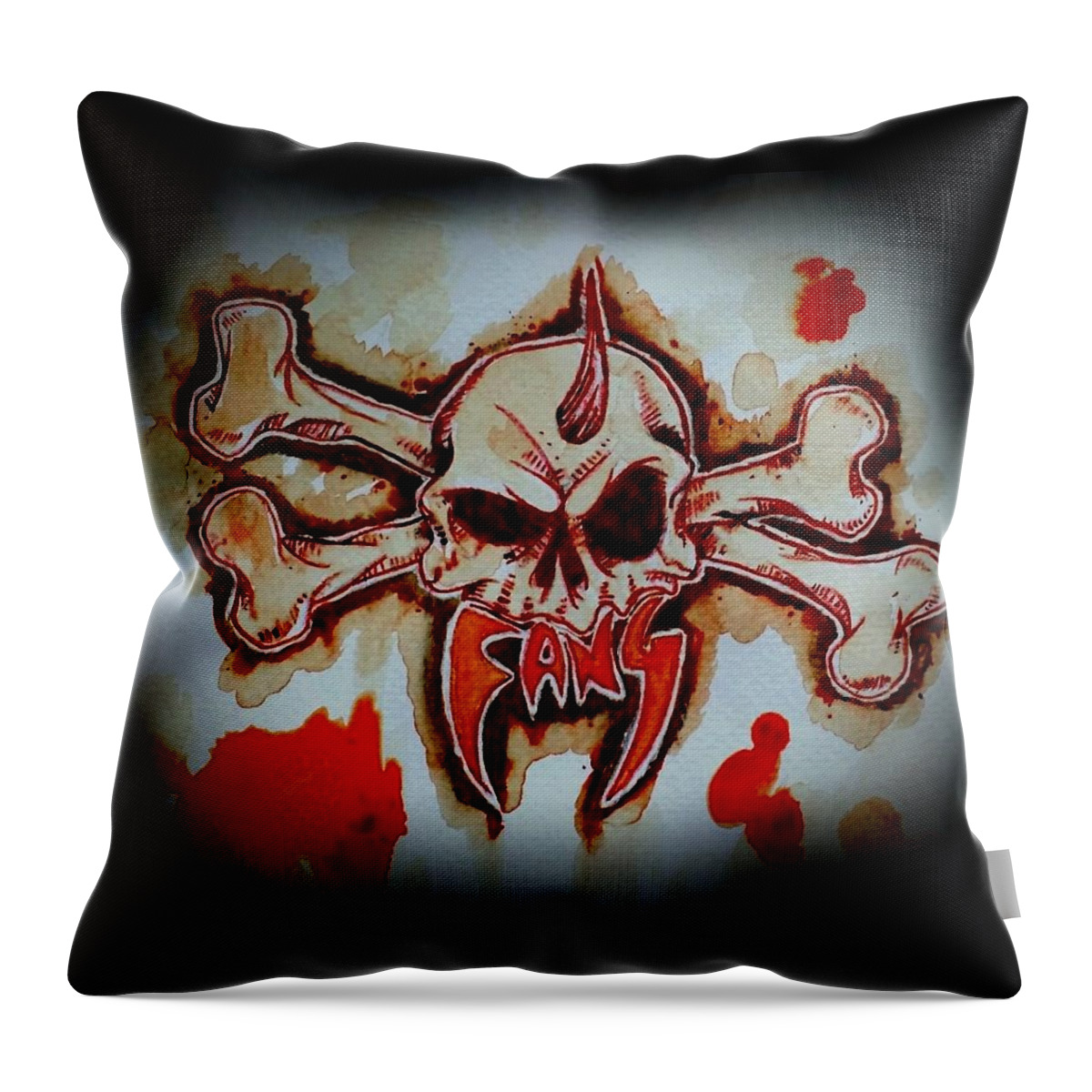  Throw Pillow featuring the painting Fang Logo by Ryan Almighty