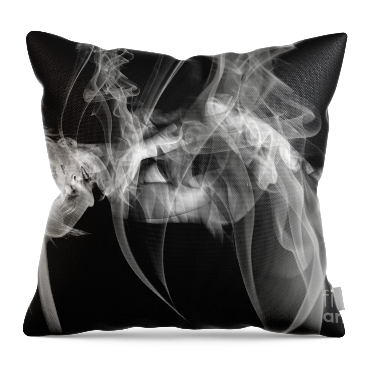 Clay Clayton Bruster Smoke Nude Art Erotic Abstract Beauty Wall Sexy Sensual Throw Pillow featuring the photograph Fantasies In Smoke IV by Clayton Bruster