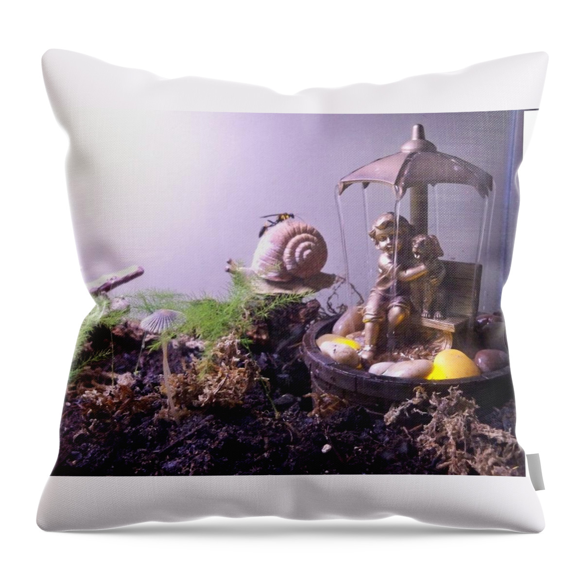 Mushrooms Throw Pillow featuring the photograph Fantasy 3 by Nancy Graham