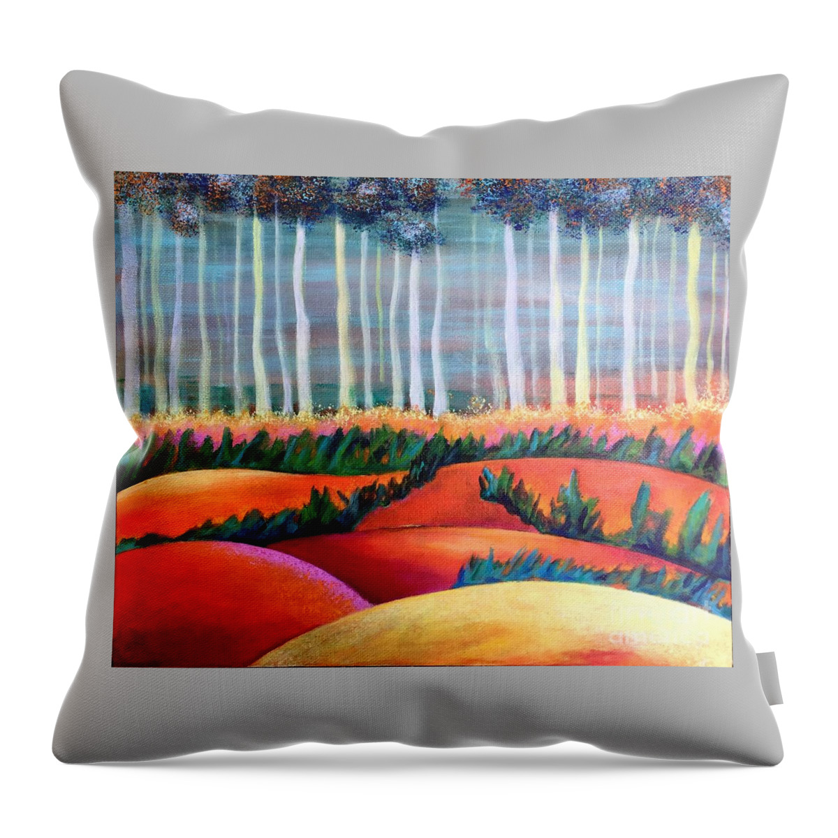Landscape Throw Pillow featuring the painting Through the Mist by Elizabeth Fontaine-Barr
