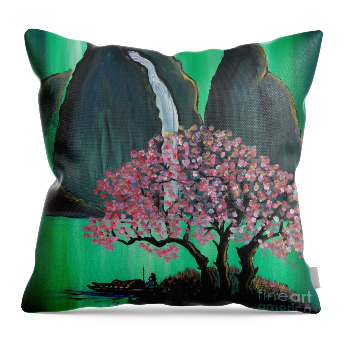 Japan Throw Pillow featuring the painting Fantasy Japan by Jacqueline Athmann