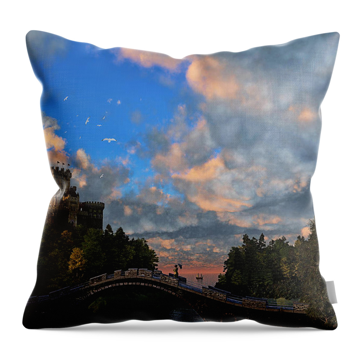 3d Render Throw Pillow featuring the digital art Far Away Place by Ken Morris