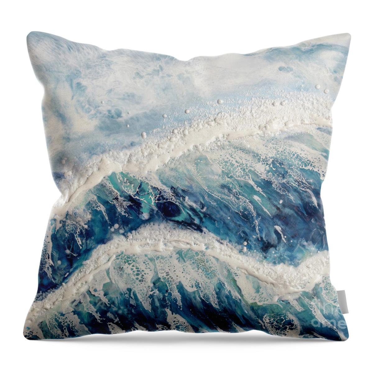 Seafoam Throw Pillow featuring the painting Far from Here by Anita Thomas