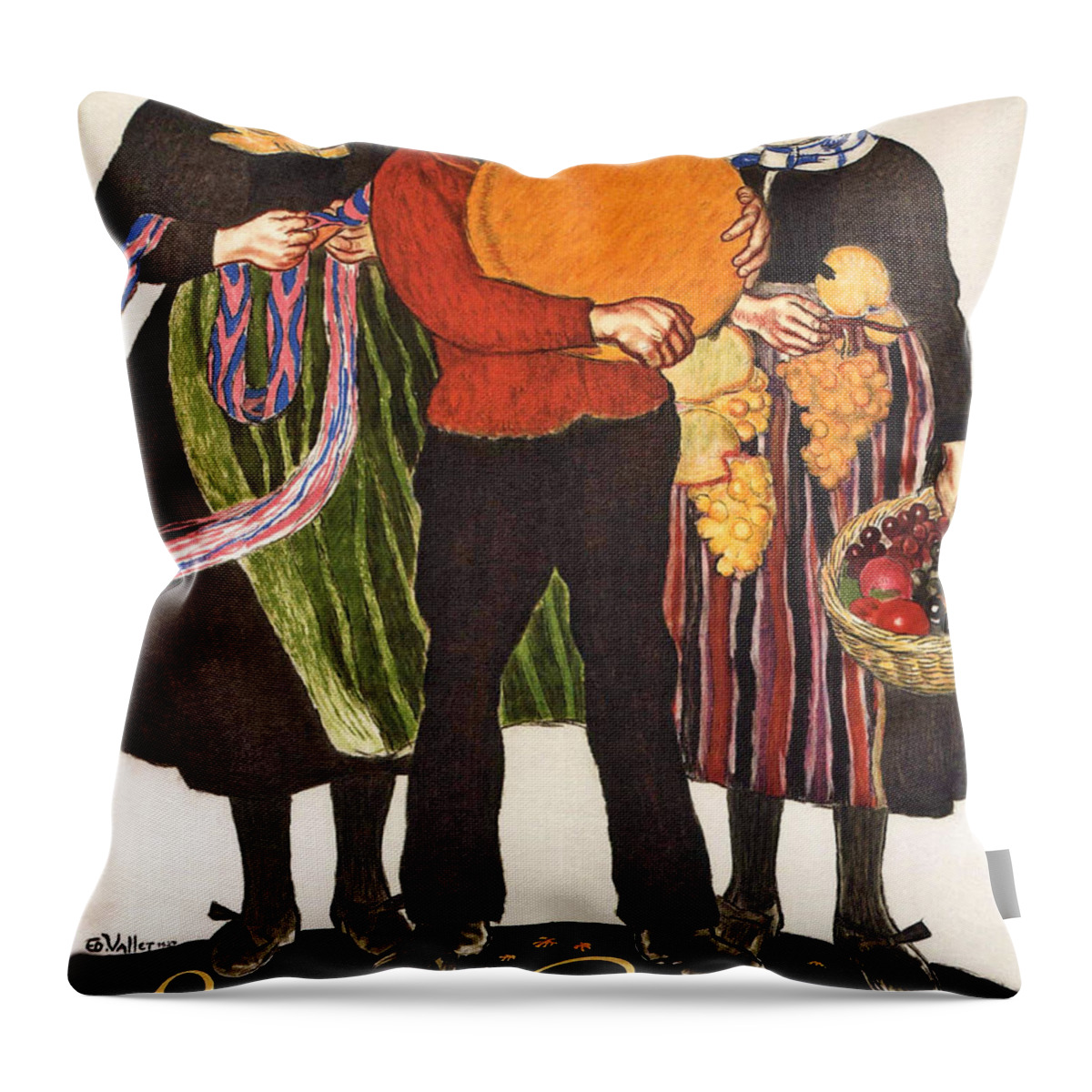 Farm Throw Pillow featuring the painting Farm festival in Zurich by Long Shot
