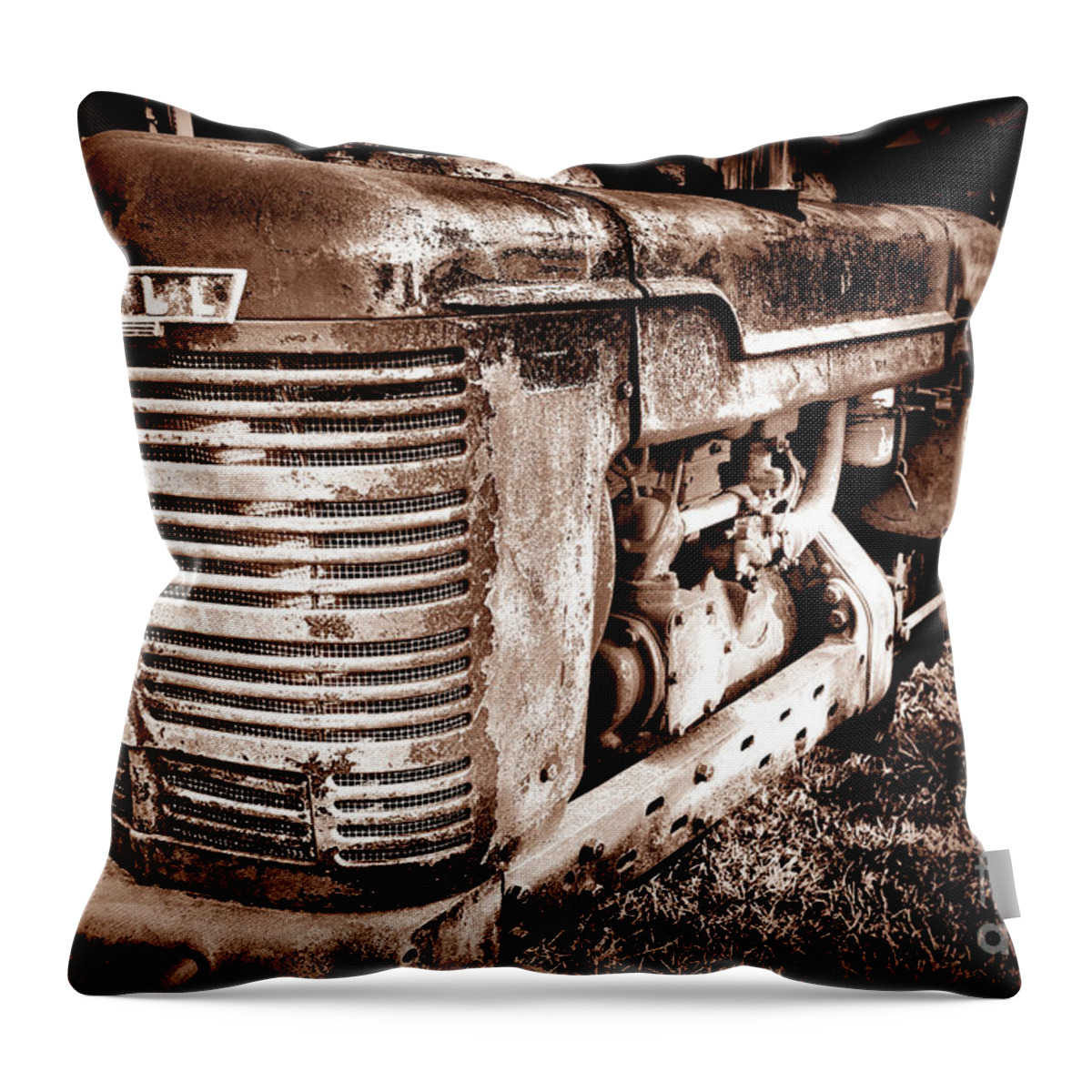 Mccormick Throw Pillow featuring the photograph Farmall H Grunge by Olivier Le Queinec