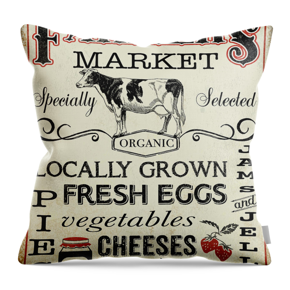 Farm Throw Pillow featuring the digital art Farmers Organic Market by Jean Plout