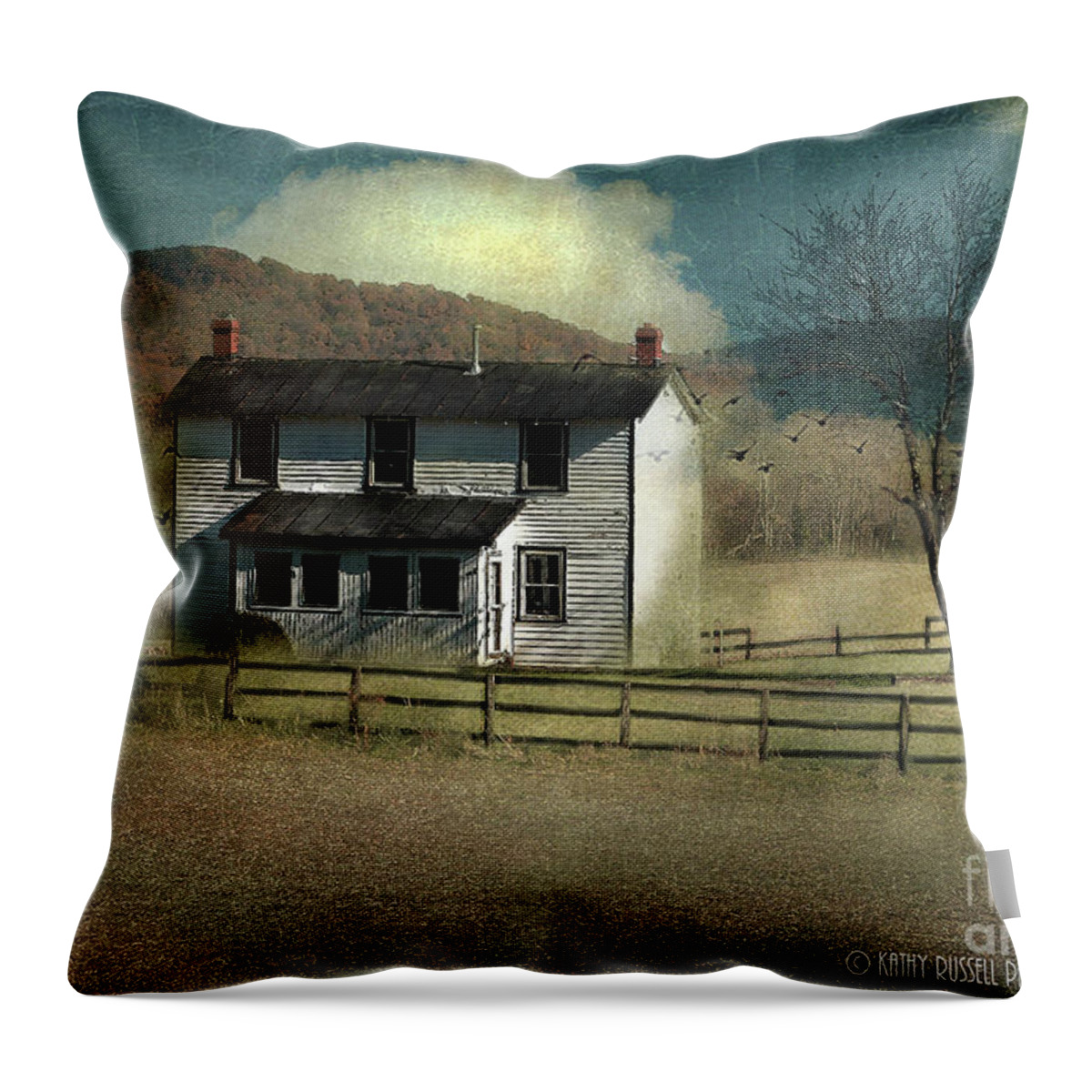 Farmhouse Throw Pillow featuring the photograph Farmhouse by Kathy Russell
