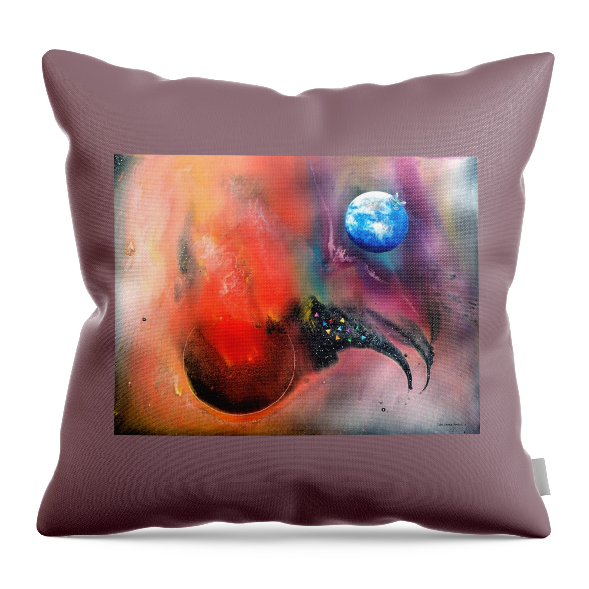 Spiritual Throw Pillow featuring the painting Farwell to Mars by Lee Pantas